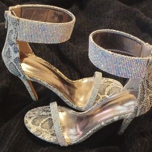 Rhinestone Snakeskin Sandals NWOT